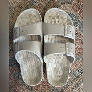 White freedom Moses sandals